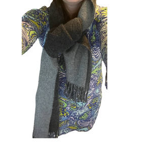 Ralph Lauren Gray fringed scarf 66x20 inches